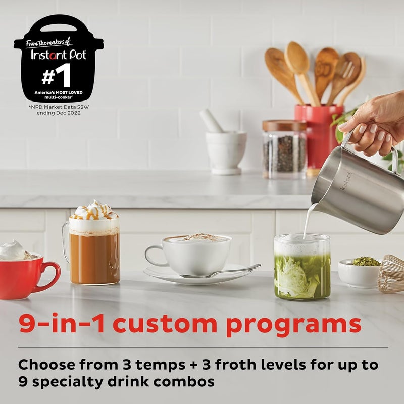 INSTANT Pot Magic Froth 9-in-1 Electric Milk Steamer and Frother,17oz Stainless Steel Pitcher,Hot and Cold Foam Maker and Milk Warmer for Lattes,Cappuccinos,Macchiato (Pack of 2) - Image 2